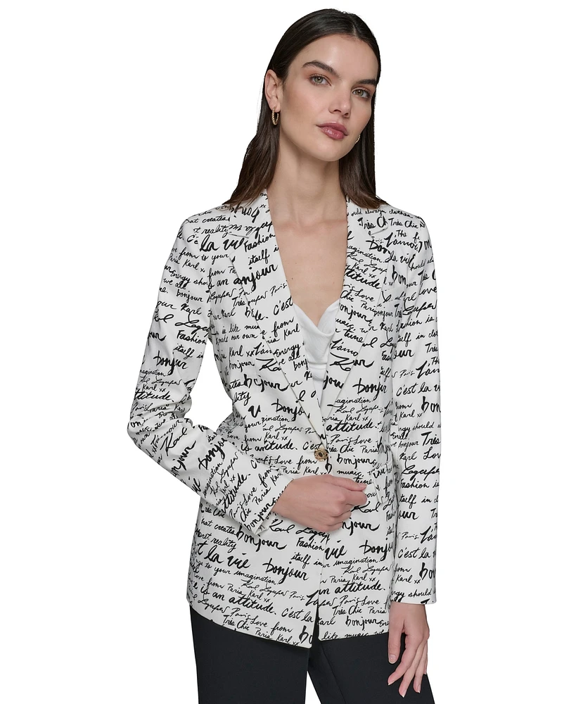 Karl Lagerfeld Paris Women's Printed Script Blazer