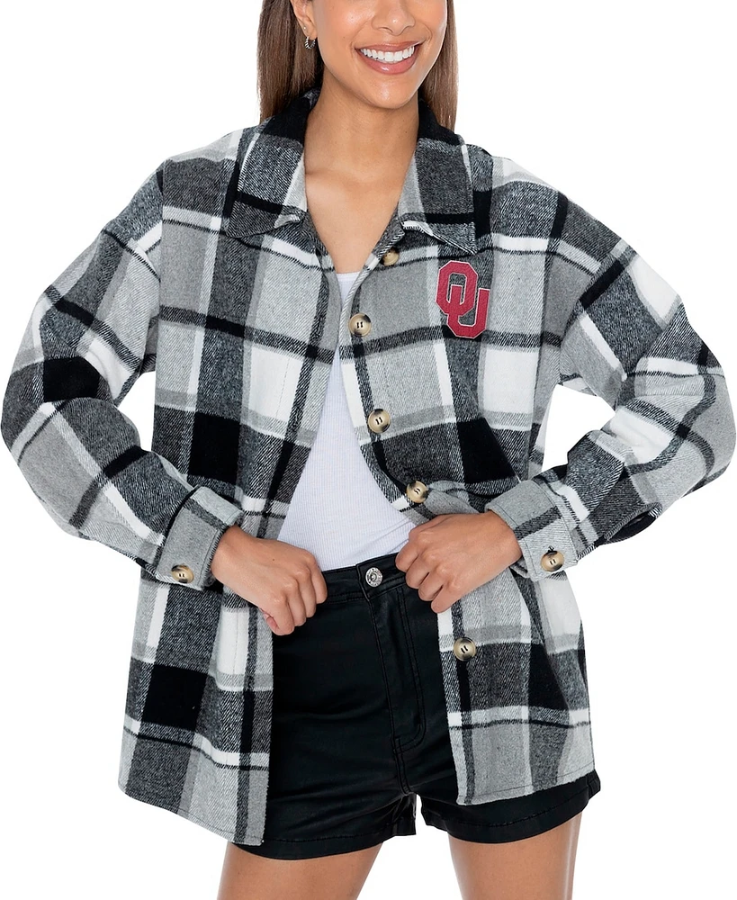 Gameday Couture Women's Gray Oklahoma Sooners End Zone Game Flannel Button-Up Shirt