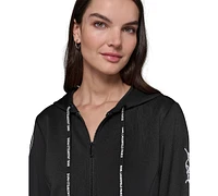 Karl Lagerfeld Paris Women's Script-Logo Full-Zip Hoodie