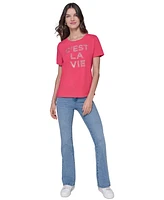 Karl Lagerfeld Paris Women's C'est La Vie Rhinestone Tee