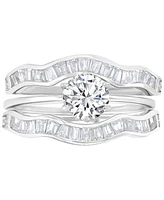 3-Pc. Set Cubic Zirconia Solitaire & Wavy Baguette Bands Bridal