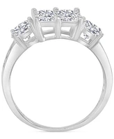 Cubic Zirconia Mixed Cut Quad Cluster Bridal Set Sterling Silver