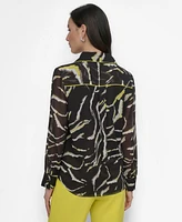 Dkny Women's Printed Collared Button-Front Shirt