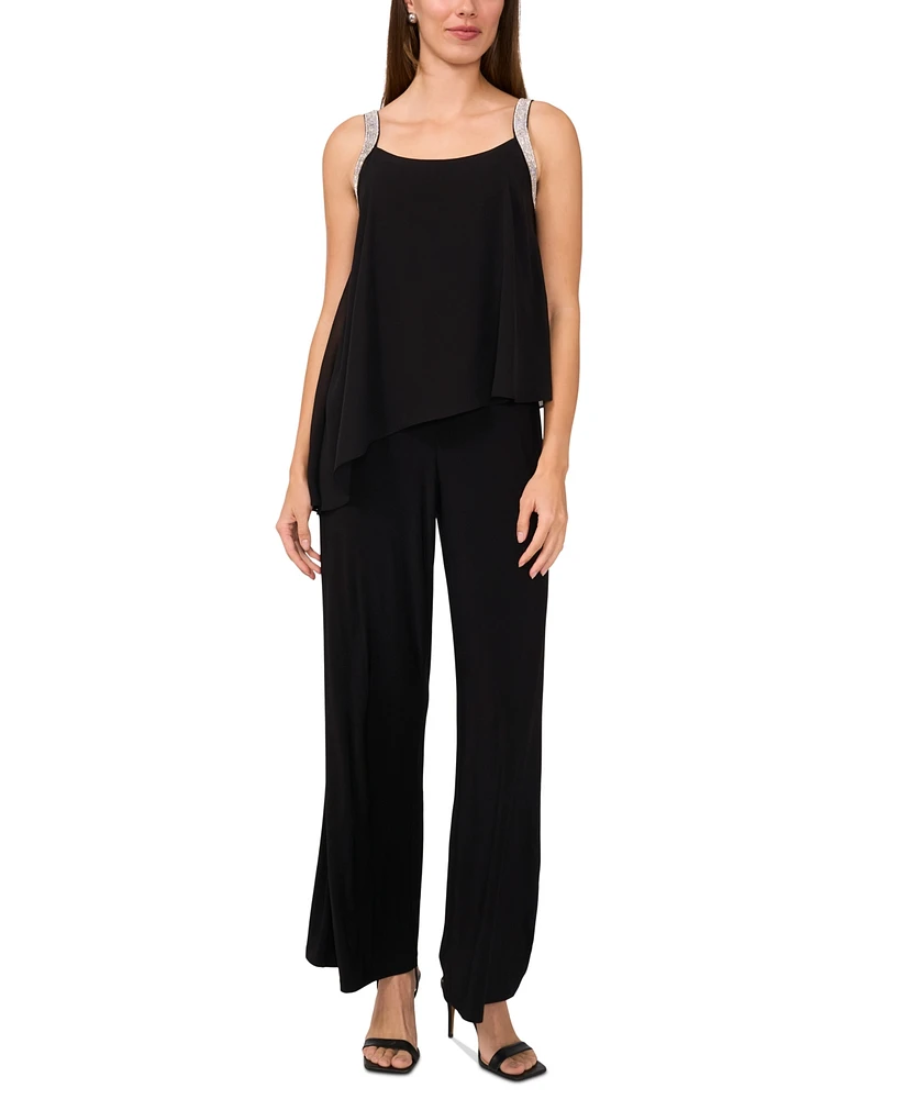 Msk Women's Rhinestone-Strap Popover-Top Jumpsuit