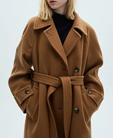 Mango Women's Belted Woolen Coat