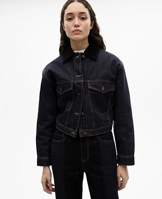 Mango Women's Contrast Collar Denim Jacket