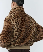 Mango Women's Leopard Fur-Effect Jacket