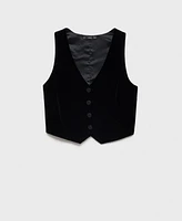 Mango Women's Cropped Velvet Vest