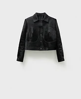 Mango Women's Fur-Effect Leather Jacket