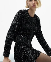 Mango Women's Pockets Detail Sequin Jacket