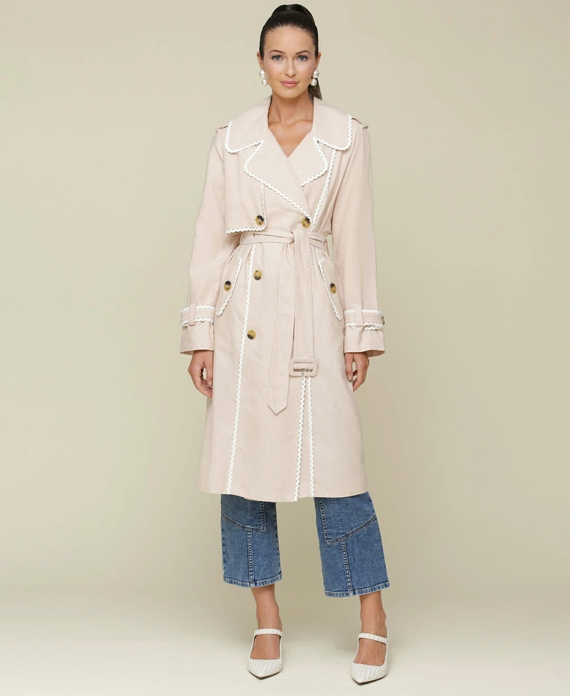 Avec Les Filles Women's Raglan-Sleeve Belted Trench Coat