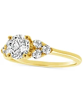 Diamond Shoulder Cluster Engagement Ring (1 ct. t.w.) in 14k Gold