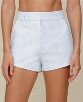 Avec Les Filles Women's Faux-Leather Pitched-Hem Shorts
