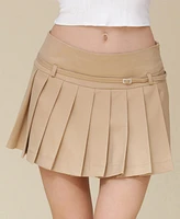 Avec Les Filles Women's Pleated Belted Mini Skort