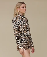 Avec Les Filles Women's Cotton Cropped Printed Jacket