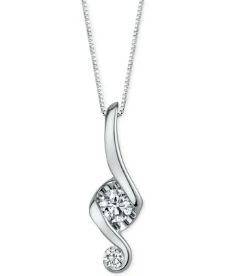 Proud Mom Diamond Swirl Pendant Necklace (1/3 ct. t.w.) in 14k White Gold