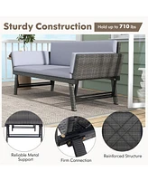 Gouun Outdoor Convertible Sofa Daybed with Adjustable Armrests for Balcony