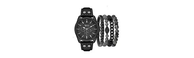 American Exchange Men's Quartz Black Polyurethane Strap Watch