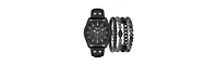 American Exchange Men's Quartz Black Polyurethane Strap Watch, 46.5mm