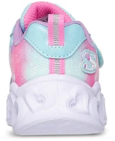 Skechers Toddler Girls Heart Lights - Lovin Reflection Light-Up Fastening Strap Casual Sneakers from Finish Line