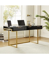 Guillen Modern Desk Swith Built Outlet with 3 Drawer