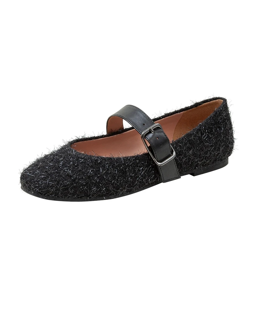 Linea Paolo Mika Faux Shearling Mary Jane Flats