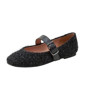 Linea Paolo Mika Faux Shearling Mary Jane Flats