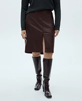 Mango Women's Leather-Effect Pencil Skirt