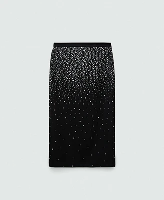 Mango Women's Rhinestones Detail Midi Skirt