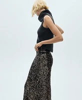 Mango Women's Sequin Midi Skirt