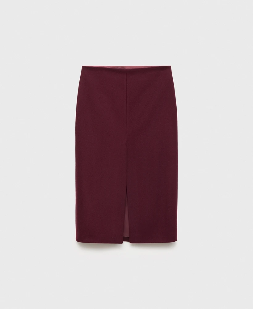 Mango Women's Slit Detail Wool Skirt