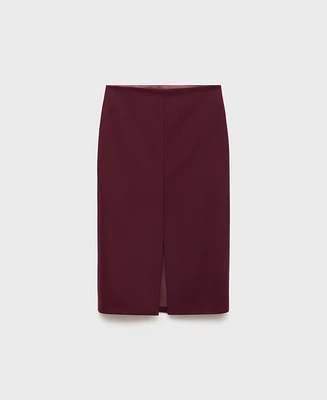 Mango Women's Slit Detail Wool Skirt