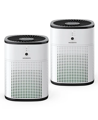 2 Pack Morento Air Purifiers for Bedroom, Air Purifiers for Home Bedroom, Quiet Air Cleaner with 24dB Sleep Mode, H13 Hepa Filter for Pet, White & Bla