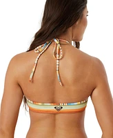 Roxy Juniors' High-Neck Sunset Stripe Bikini Top