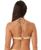 Roxy Juniors' High-Neck Sunset Stripe Bikini Top