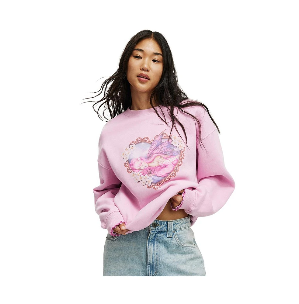 Cotton On Women's Peach Prc Crew Sweatshirt