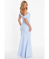 Quiz Women's Chiffon With Scuba Crepe Cowl Neck Maxi Dress