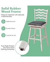 Gouun 360° Swivel Bar Stools with Rubber Wood Frame and Ergonomic Backrest and Footrest-29 inches