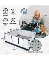 Ezwhelp EZclassic 48" x 48" Puppy Dog Whelping Box Playpen w/Rails & Liner, Gray