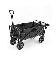 Mac Sports Collapsible Folding Outdoor Garden Utility Wagon Cart w/ Table, Grey