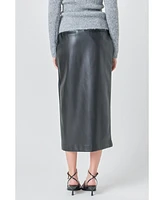 endless rose Women's Leather Midi Skirt