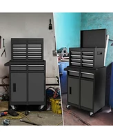 5-Drawer Rolling Tool Chest Cabinet Metal Storage Box Lockable with Wheels