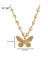 Jessica Simpson Heart Chain Butterfly Pendant Necklace