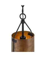 Possini Euro Design Julian 6" Farmhouse Rustic Industrial Pendant Ceiling Light Fixture Dining Room Over Table Kitchen Island Foyer Drum Hanging Black