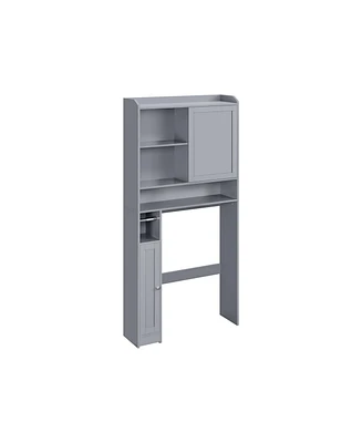 Slickblue Over The Toilet Storage Shelf, Bathroom Cabinet with Sliding Door for Space-Saving