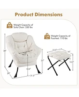 Gouun Modern Accent Chair with Folding Footrest and Head Pillow