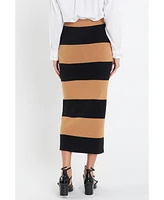 English Factory Women's Striped Knit Midi Skirt