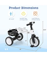 Costway 2-In-1 Kids Tricycle Auxiliary Balance Bike with Detachable Pedals Toddler Tricycle