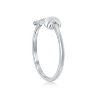 Simona Sterling Silver Heart & Cz Cross Ring