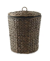 Casafield Hyacinth Trash Can with Lid and Liner - Natural, Woven Waste Basket for Garbage the Bathroom, Bedroom, Laundry Room, Home Office
